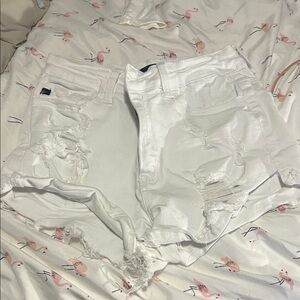 KanCan White Distressed Denim Shorts - 27